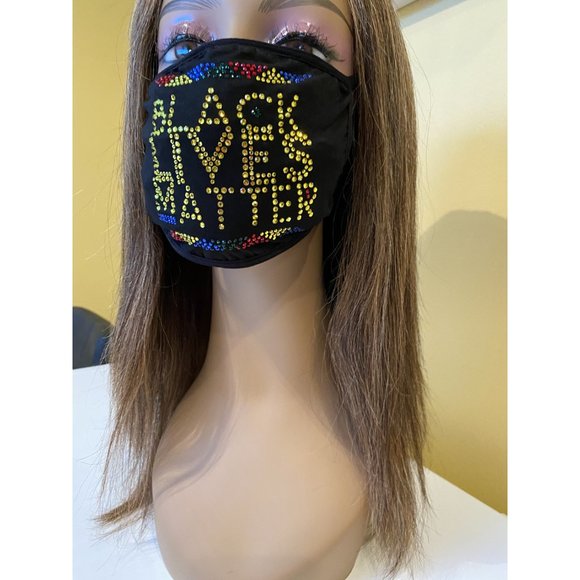 Black Lives Matter Bling Multicolor Face Mask - Picture 6 of 10